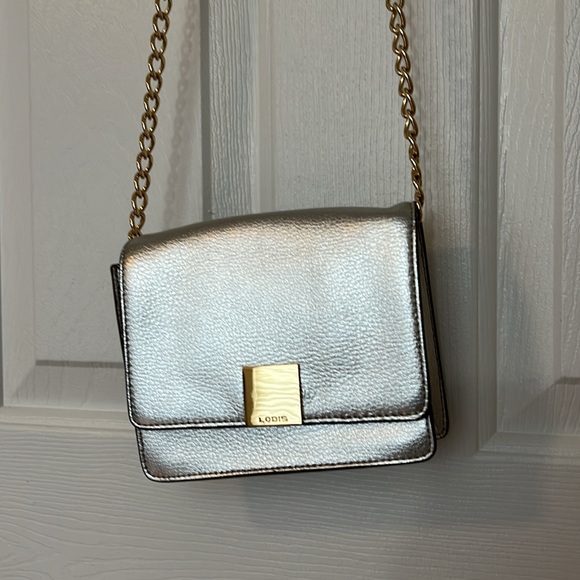 Lodis Silver Cross body mini bag with gold hardware/chain - Picture 2 of 4